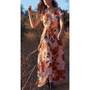 Christy Dawn Autumn Wrap Dress in Peach Floral Sz XS